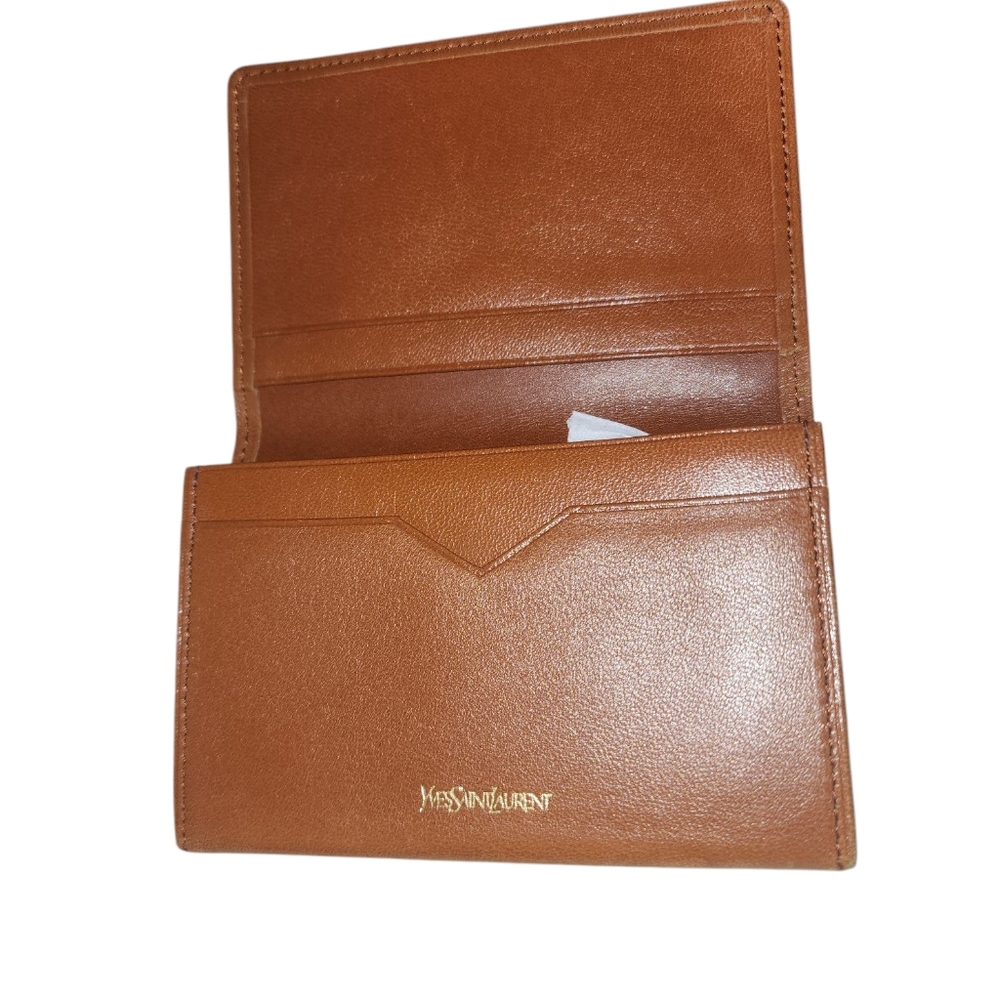Yves Saint Laurent Leather Card Case Wallet In Brown - Picture 7 of 7